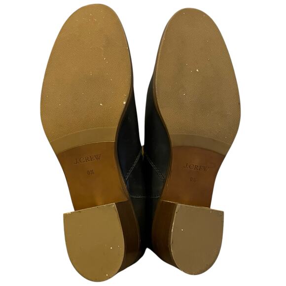 J.Crew Dean Black Leather Boots Silver Buckle Ankle Booties Mid Shaft Size 8.5 - Picture 8 of 10